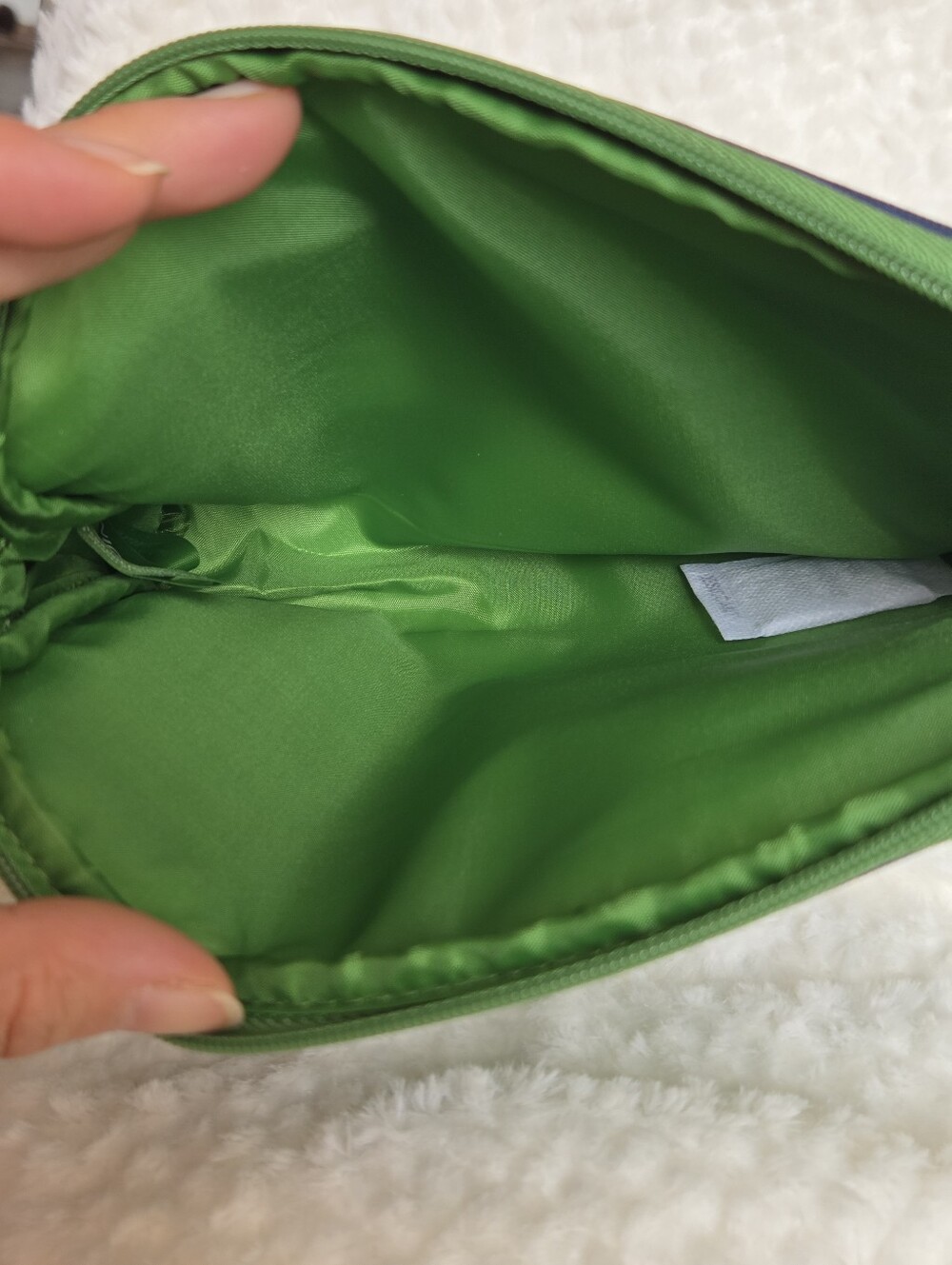 New Clinique x Kate Spade Green Navy  Makeup Bag Zipper Pouch - Picture 4 of 4